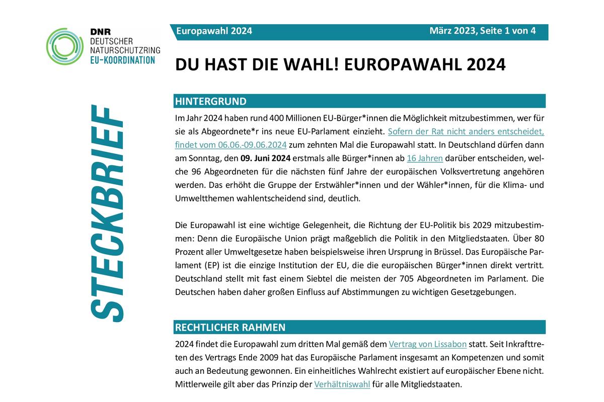 Steckbrief zur Euroawahl 2024