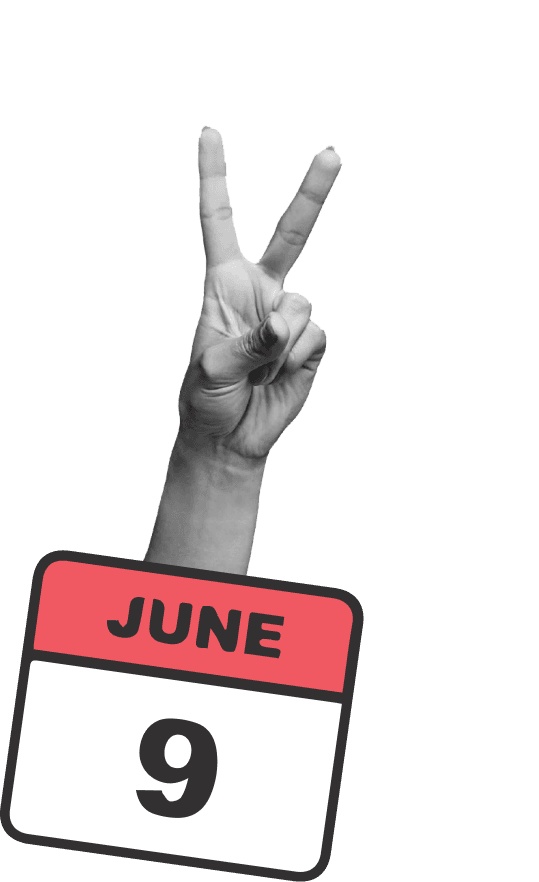 9. Juni Peace Zeichen